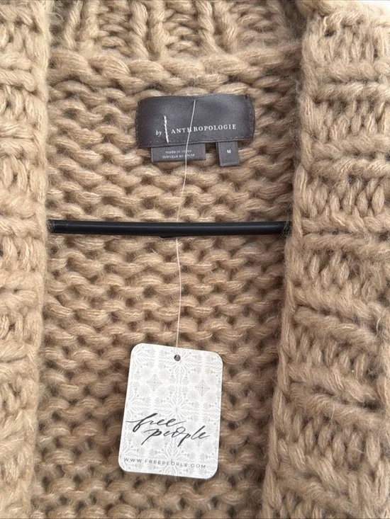 NWT Anthropologie X Free People M Cozy Clouds Chunky Open Knit Texture Cardigan - Picture 5 of 13